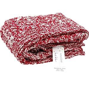 Nicole Miller Artelier Chenille Throw Blanket 50x60 Chili Pepper Red & Ivory New